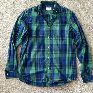 EUC Old Navy Green and Blue Plaid Button Down Shirt - Medium